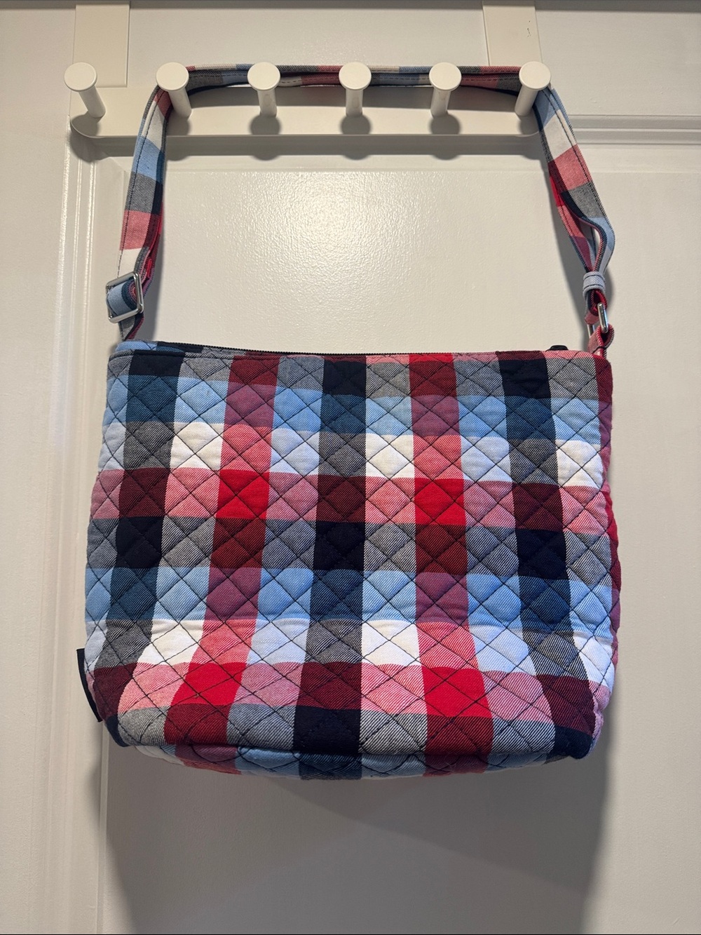 Vera Bradley Quilted Plaid Shoulder Bag - Red, Blue & White - Picture 3 of 6